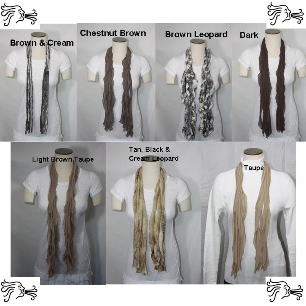 Brown Solid & Patterned Scarf Accessory